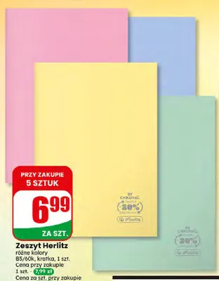 Zeszyt Herlitz B5 60-kartkowy promocja w Dino
