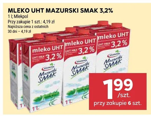 Mleko UHT mazurski smak 3,2% promocja w Stokrotka