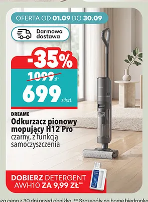 Odkurzacz pionowy mopujący H12 Pro czarny z funkcją samoczyszczenia Dreame promocja w Biedronka