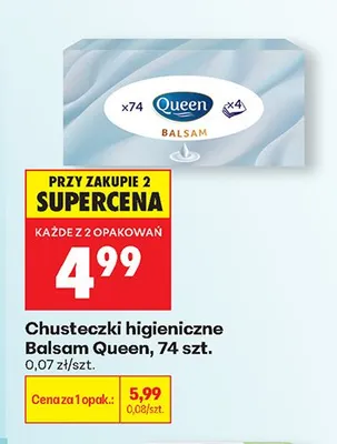 Chusteczki higieniczne Balsam Queen promocja w Biedronka