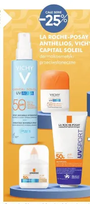 Dermokosmetyki przeciwsłoneczne LA ROCHE-POSAY ANTHELIOS, VICHY CAPITAL SOLEIL promocja w Super-Pharm