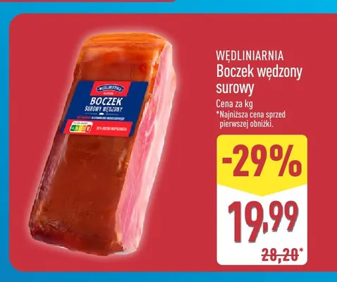 Boczek wędzony surowy Wędliniarnia promocja w Aldi