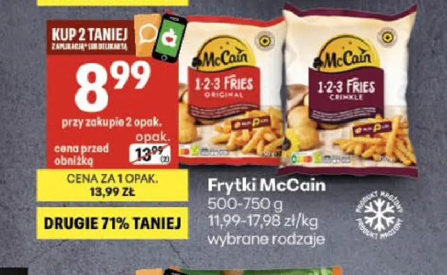 Frytki McCain 1-2-3 Fries Original promocja w Delikatesy Centrum