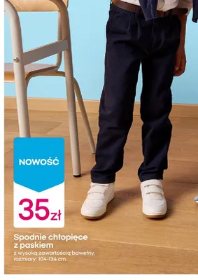Spodnie chłopięce z paskiem promocja w Pepco