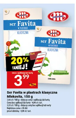 Ser Favita w plastrach klasyczny Mlekovita promocja w Twój Market