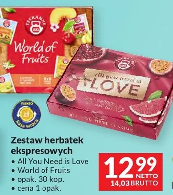 Zestaw herbatek ekspresowych Teekanne All You Need is Love, World of Fruits opak. 30 kop. promocja w Makro