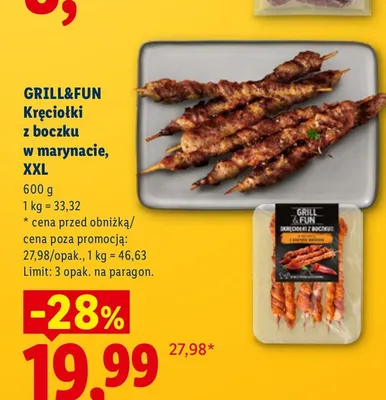 Kręciołki z boczku w marynacie XXL Grill & Fun promocja w Lidl