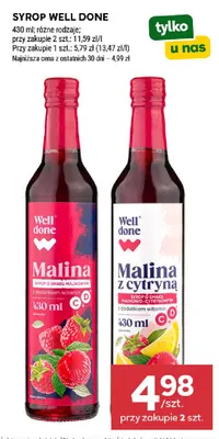 Syrop Well Done malina promocja w Stokrotka