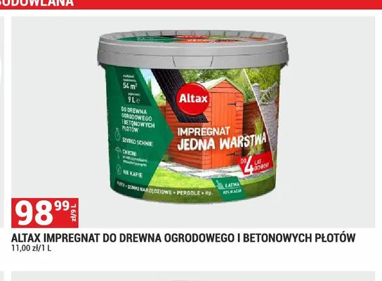 Impregnat do drewna ogrodowego i betonowych płotów Altax promocja w Merkury Market