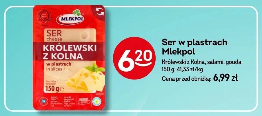 Ser w plastrach Mlekpol Gouda promocja w Żabka