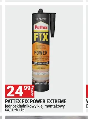 Jednoskładnikowy klej montażowy Pattex Fix Power Extreme promocja w Merkury Market
