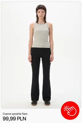 Spodnie flare Cropp czarne promocja w Cropp