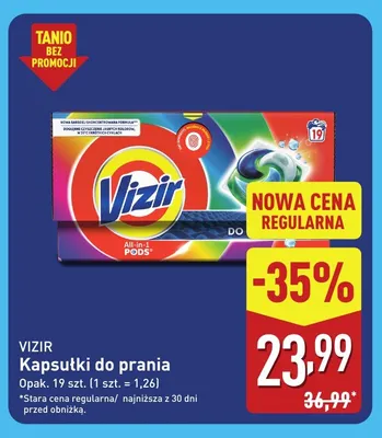 Kapsułki do prania All-in-1 Pods do jasnych kolorów Vizir promocja w Aldi
