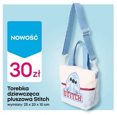 Torebka dziewczęca pluszowa Disney Stitch promocja w Pepco