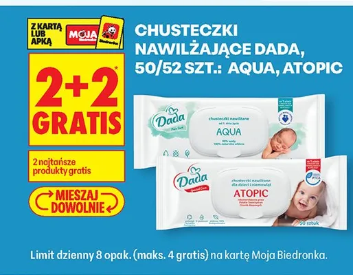 Chusteczki nawilżające Aqua Dada promocja w Biedronka