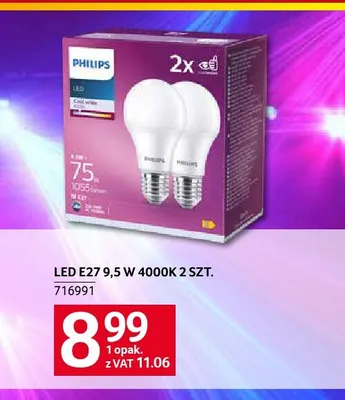 Żarówka LED E27 4000K 2-pak Philips promocja w Selgros