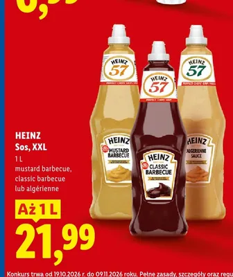 Sos XXL classic barbecue Heinz promocja w Lidl