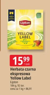 Herbata czarna ekspresowa Yellow Label promocja w Leclerc