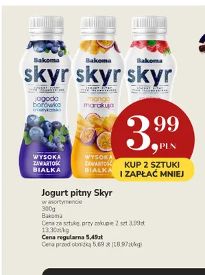Jogurt pitny Skyr jagoda borówka amerykańska Bakoma promocja w Market Point