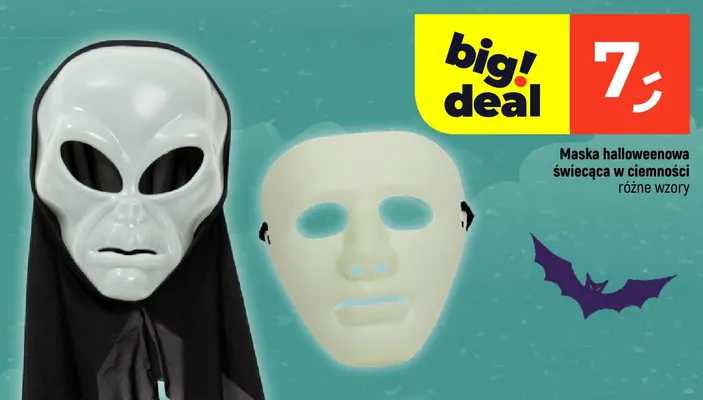 Maska halloweenowa świecąca w ciemności promocja w Dealz