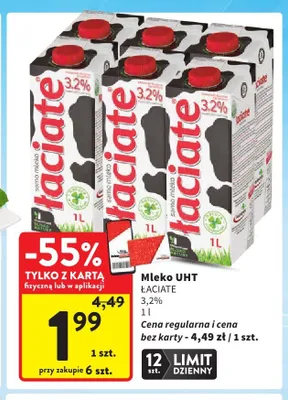 Mleko UHT Łaciate 3,2% promocja w Intermarche