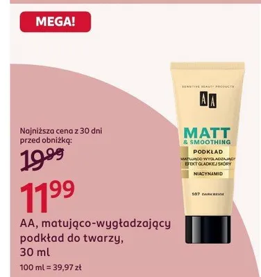 Matująco-wygładzający podkład do twarzy promocja w Rossmann