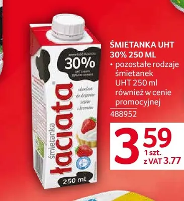 Śmietanka UHT Łaciata 30% promocja w Selgros