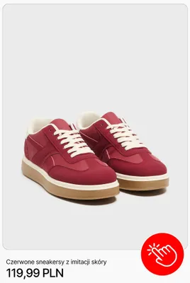 Sneakersy Cropp czerwone z imitacji skóry promocja w Cropp