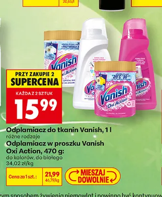 Odplamiacz w proszku Vanish Oxi Action do białego promocja w Biedronka