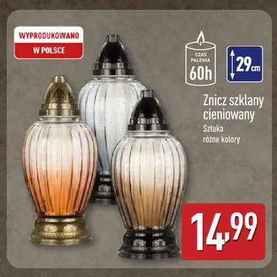 Znicz szklany cieniowany promocja w Aldi