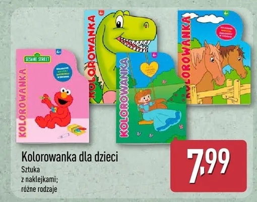 Kolorowanka dla dzieci, sztuka, z naklejkami, różne rodzaje promocja w Aldi