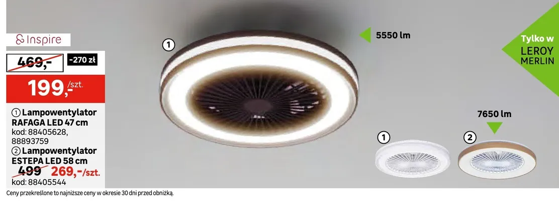 Lampowentylator RAFAGA LED 47cm kod: 88405628,88893759 promocja w Leroy Merlin