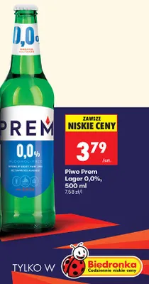Piwo bezalkoholowe Prem 0% promocja w Biedronka