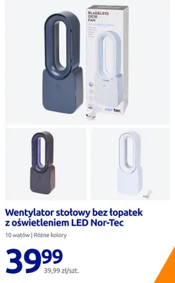 Wentylator stołowy bez łopatek z oświetleniem LED Nor-Tec promocja w Action