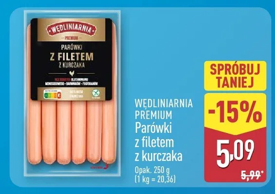 Parówki z filetem z kurczaka promocja w Aldi