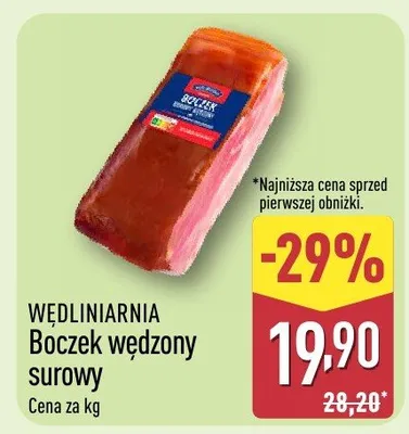 Boczek surowy wędzony Sokołów promocja w Aldi