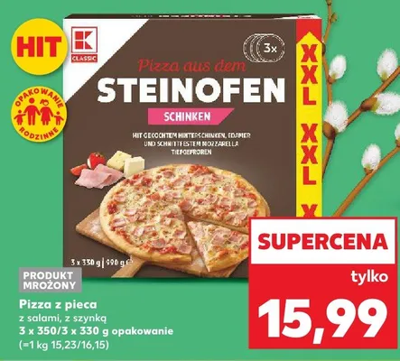 Pizza z pieca z salami, z szynką 3 x 350 g promocja w Kaufland