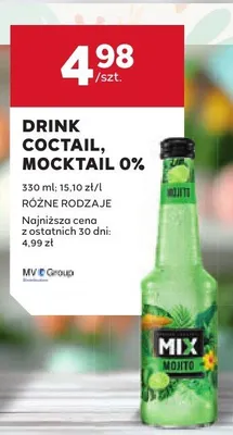 Drink coctail, mocktail 0% promocja w Stokrotka