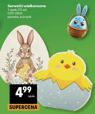Serwetki wielkanocne pisanka, kurczak promocja w Delikatesy Centrum