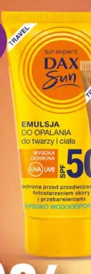 Emulsja do opalania do twarzy i ciała DAX Sun Sun Expert SPF 50 promocja w Dino