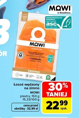 Łosoś wędzony na zimno Mowi promocja w Carrefour