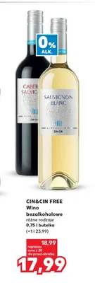 Wino bezalkoholowe Cin & Cin Sauvignon Blanc promocja w Kaufland