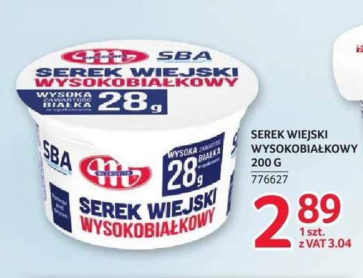 Serek wiejski wysokobiałkowy SBA Mlekovita promocja w Selgros