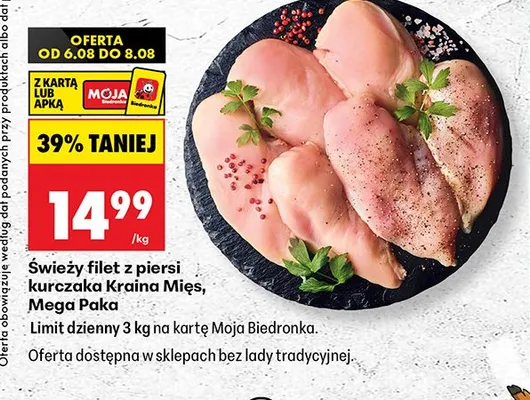 Świeży filet z piersi kurczaka Kraina Mięs Mega Paka promocja w Biedronka
