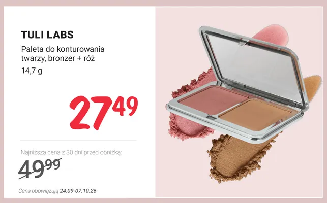 Paleta do konturowania twarzy bronzer + róż Tuli Labs promocja w Rossmann