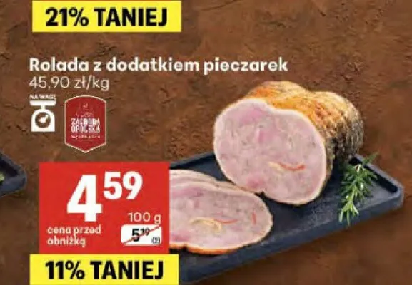 Rolada z dodatkiem pieczarek Zagroda Opacka promocja w Delikatesy Centrum