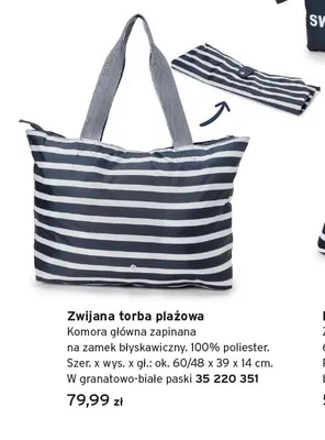 Zwijana torba plażowa Tchibo w granatowo-białe paski promocja w Tchibo