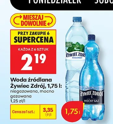 Woda źródlana Żywiec Zdrój niegazowana promocja w Biedronka