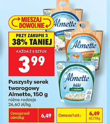 Puszysty serek twarogowy Almette z ziołami promocja w Biedronka