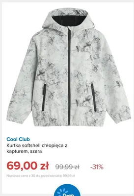Kurtka softshell chłopięca z kapturem szara Cool Club promocja w Smyk